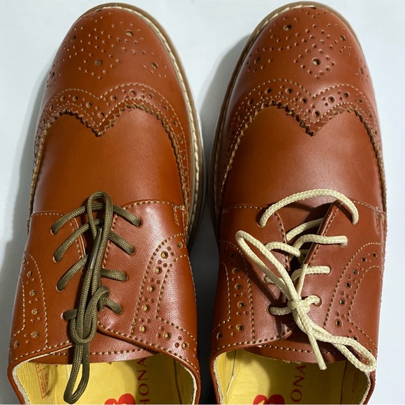 barahona mens shoe loafers tan orange lace up NWOT main image 9